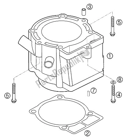 Tutte le parti per il Cilindri Da Corsa 2002 del KTM 520 EXC Racing USA 2002