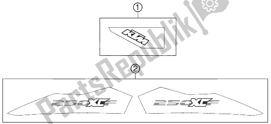 All parts for the Decal of the KTM 250 XC F USA 2011