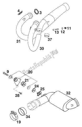 Todas as partes de Tubos - Coletor 640 do KTM 640 Adventure R Europe 2001