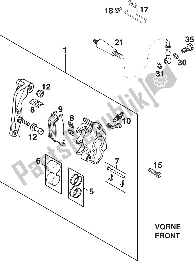 All parts for the Brake Caliper Front Adventure '97 of the KTM 620 EGS E Adventure Europe 1997