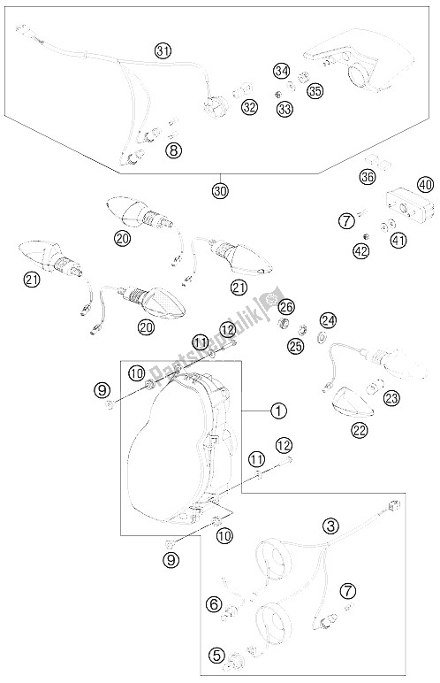 Tutte le parti per il Giusto Sistema Di Fulmini del KTM 990 ADV R Spec Edit Brazil 2011