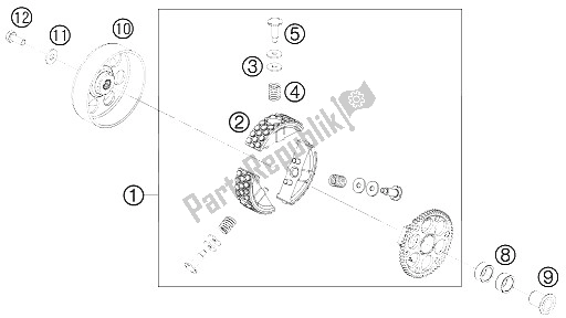 All parts for the Clutch of the KTM 50 SX Europe 2009