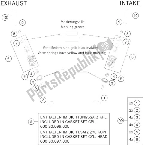 All parts for the Valve Drive of the KTM 990 SM T LIM Edit OR ABS Europe 2011