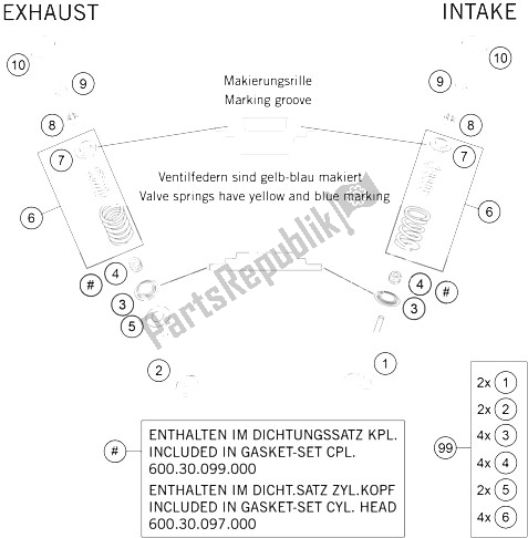 Tutte le parti per il Azionamento Della Valvola del KTM 990 Supermoto R France 2012