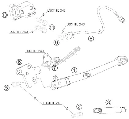 All parts for the Side / Center Stand of the KTM 990 Superduke Black Europe 2005