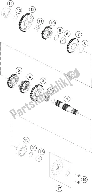 Toutes les pièces pour le Transmission Ii - Arbre Intermédiaire du KTM 250 Duke BL ABS B D 15 Asia 2015