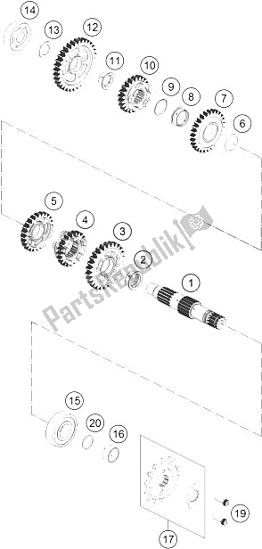 Todas las partes para Transmisión Ii - Contraeje de KTM 250 Duke BL ABS CKD 16 Malaysia 2016