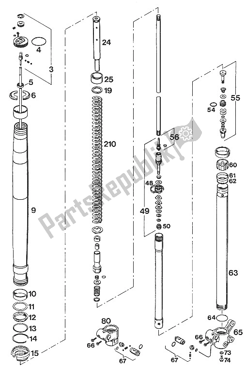 Todas as partes de Perna Do Garfo Wp 125 ? 94 do KTM 125 SX Europe 1994