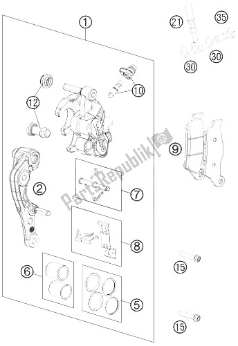 All parts for the Brake Caliper Front of the KTM 250 XC Europe USA 2013