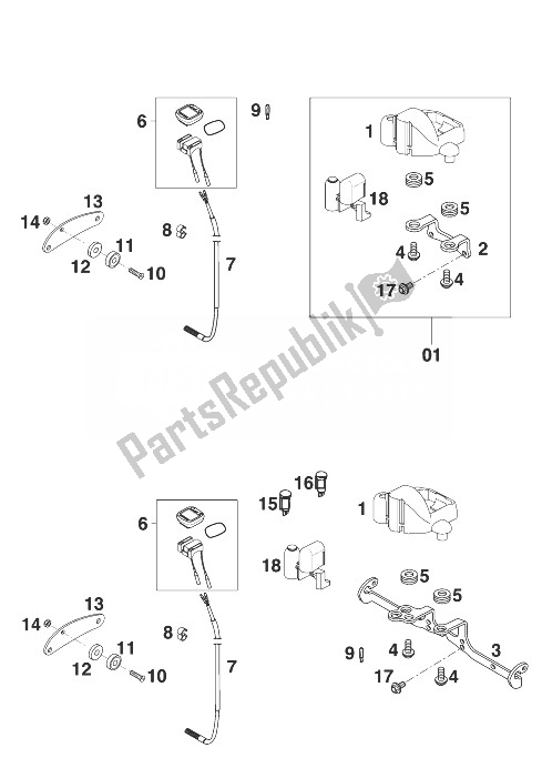 All parts for the Speedometer 400/540 Sxc '99 of the KTM 540 SXC 20 KW Europe 1999