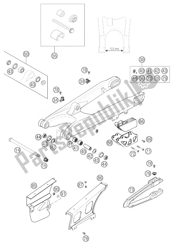 Todas las partes para Brazo Oscilante 400/520 Racing 2001 de KTM 250 EXC G Racing USA 2003