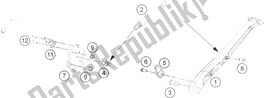 Tutte le parti per il Cavalletto Laterale / Centrale del KTM 690 Duke R ABS Australia 2013