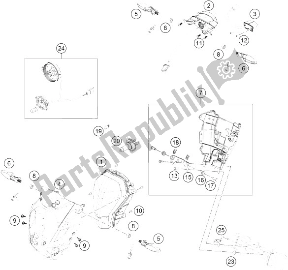 All parts for the Lighting System of the KTM 125 Duke Orange Europe 8026L4 2012