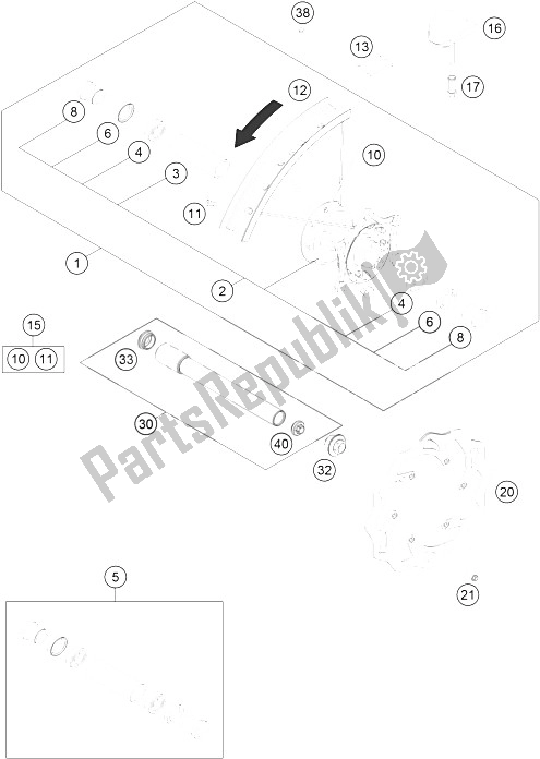 All parts for the Front Wheel of the KTM 300 EXC Europe 2016