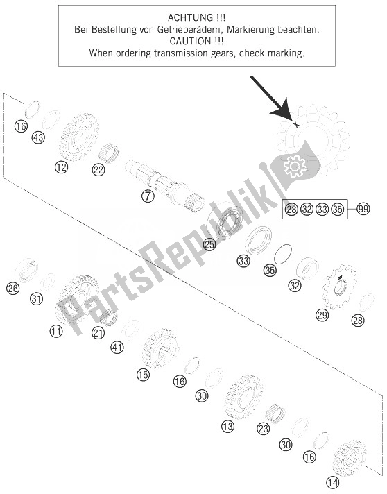 All parts for the Transmission Ii - Countershaft of the KTM 250 SX USA 2014