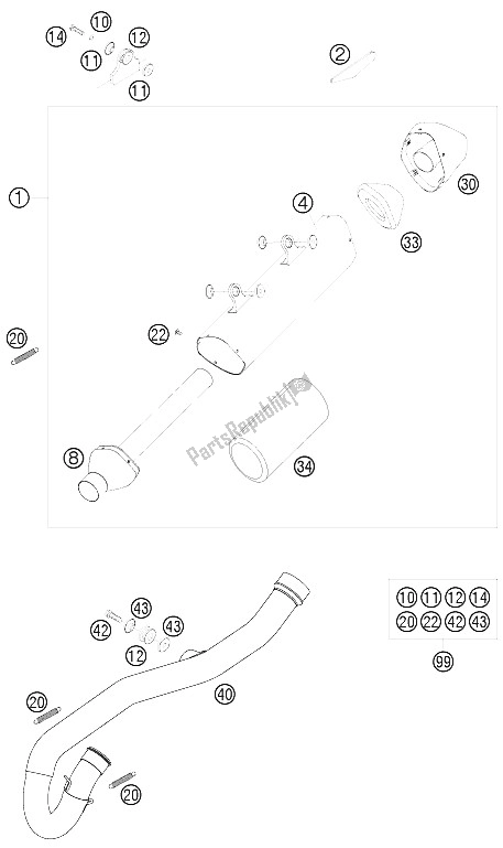 Toutes les pièces pour le Système D'échappement du KTM 250 XCF W South Africa 2008