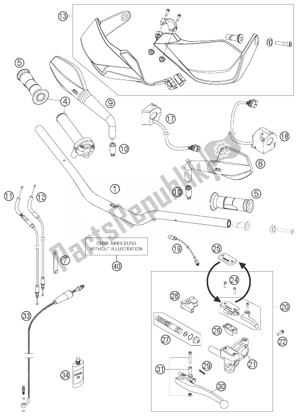 All parts for the Handlebar, Controls of the KTM 990 Supermoto T LIM Edit 10 Europe 2010