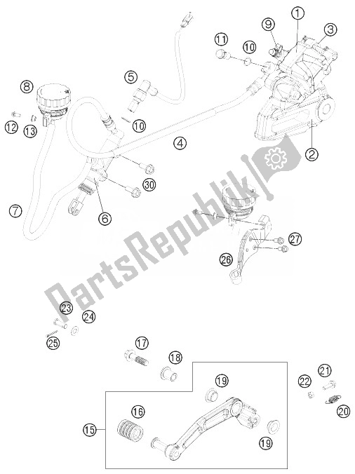 Tutte le parti per il Sistema Frenante Posteriore del KTM 200 Duke OR W O ABS B D 14 Europe 2014