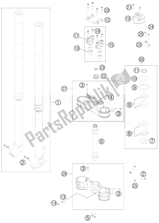 Todas las partes para Horquilla Delantera, Triple Abrazadera de KTM 450 Rally Factory Replica Europe 2014