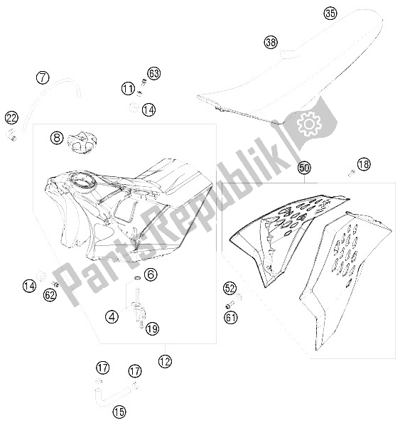 All parts for the Tank, Seat, Cover of the KTM 450 SMR Europe 2008