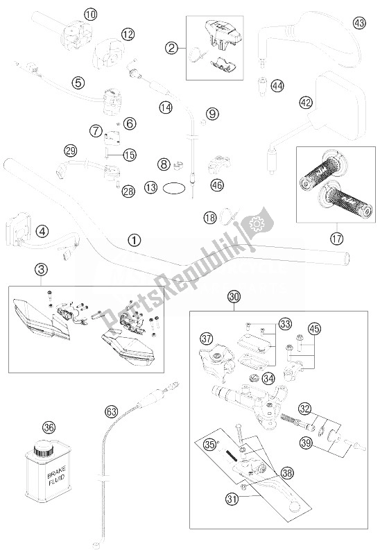 Tutte le parti per il Manubrio, Comandi del KTM 300 EXC Australia 2014