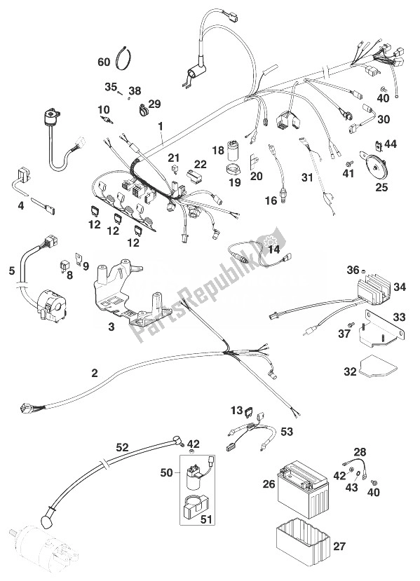 All parts for the Wire Harness 640 Lc4 '98 of the KTM 640 LC 4 98 Europe 970386 1998