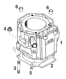 Alle onderdelen voor de Cilinder 400-620 Sx, Sc, Egs van de KTM 400 SUP Comp 20 KW Europe 833789 1998