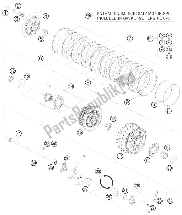 Todas las partes para Embrague de KTM 1190 RC8 Black Australia 2010