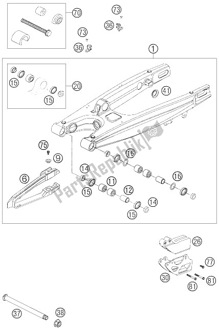 Todas las partes para Brazo Oscilante de KTM 560 SMR Europe 2006