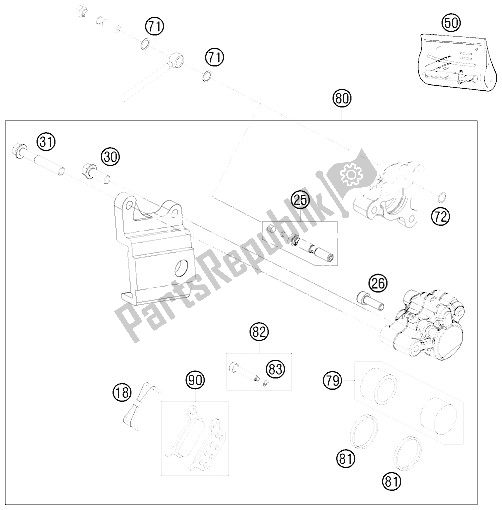 Toutes les pièces pour le étrier De Frein Arrière du KTM 50 SXS USA 2011