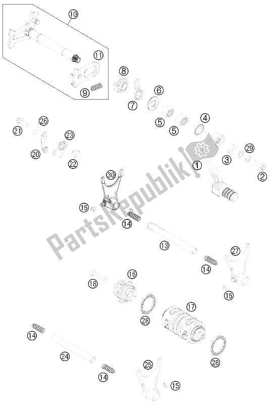 Todas las partes para Mecanismo De Cambio de KTM 450 EXC Australia 2012