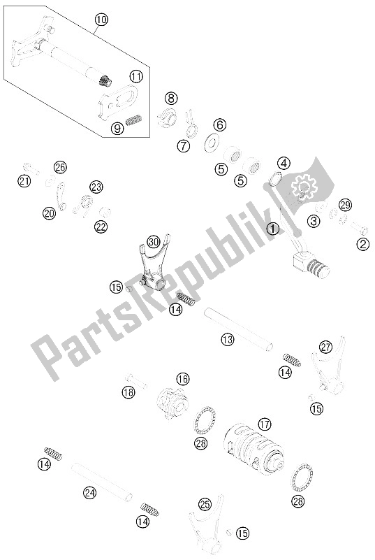 Todas as partes de Mecanismo De Mudança do KTM 500 EXC Europe 2012