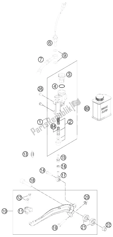 Toutes les pièces pour le Commande De Frein Arrière du KTM 530 EXC Factory Edit Europe 2011