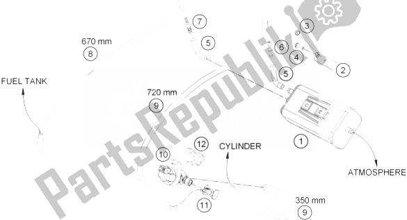 All parts for the Evaporative Canister of the KTM 690 Duke White ABS USA 2014
