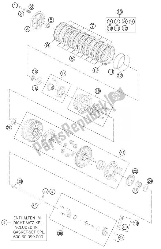 All parts for the Clutch of the KTM 990 Super Duke R Europe 2013