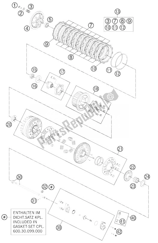 All parts for the Clutch of the KTM 990 Supermoto T Black ABS Europe 2013