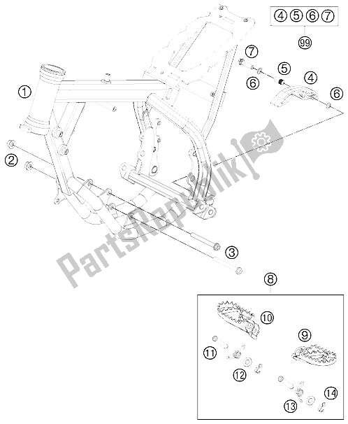 All parts for the Frame of the KTM 50 SX Mini Europe 2015