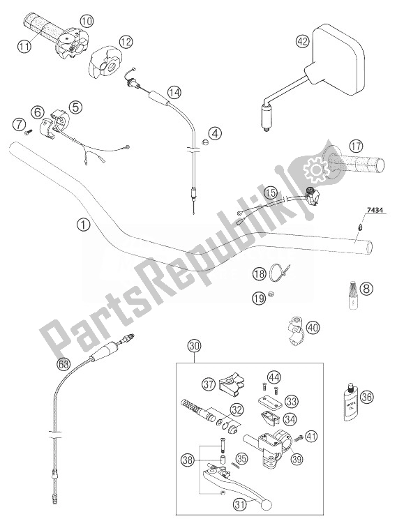 Toutes les pièces pour le Guidon, Commandes 250/300 du KTM 250 EXC SIX Days Europe 2004