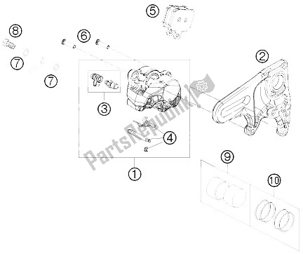 All parts for the Brake Caliper Rear of the KTM 1190 RC8R Track USA 2011