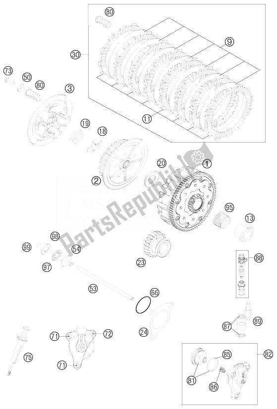 All parts for the Clutch of the KTM 250 XCF W USA 2013