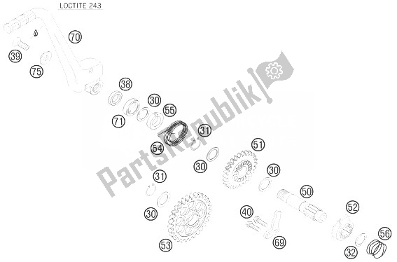 All parts for the Kick Starter of the KTM 250 SX F Europe 2010