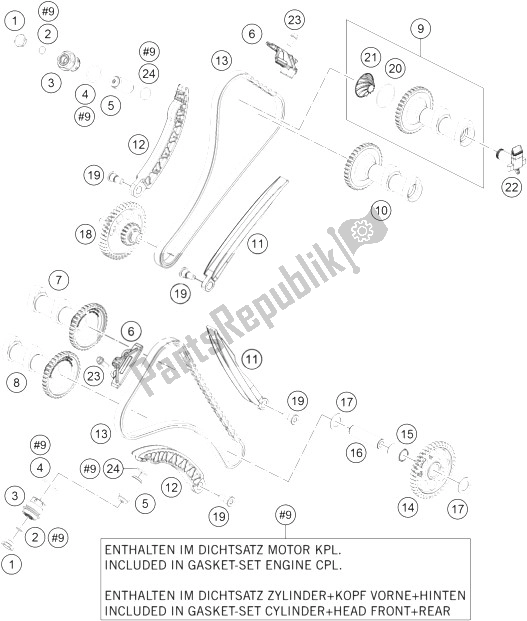 All parts for the Timing Drive of the KTM 1190 Adventure R ABS Japan 2013