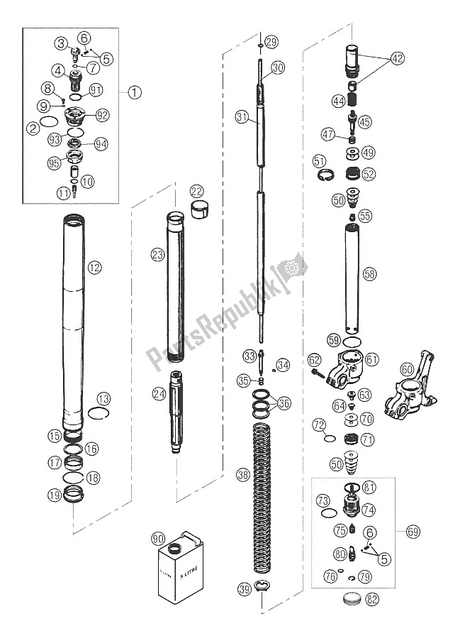 All parts for the Forklegs Wp Usd 48 Rallye 2002 of the KTM 660 Rallye Europe 2002