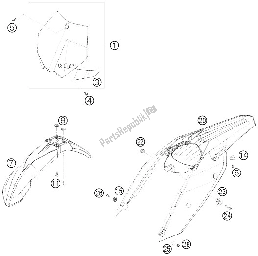 Tutte le parti per il Maschera, Parafanghi del KTM 250 SXS F Europe 2008