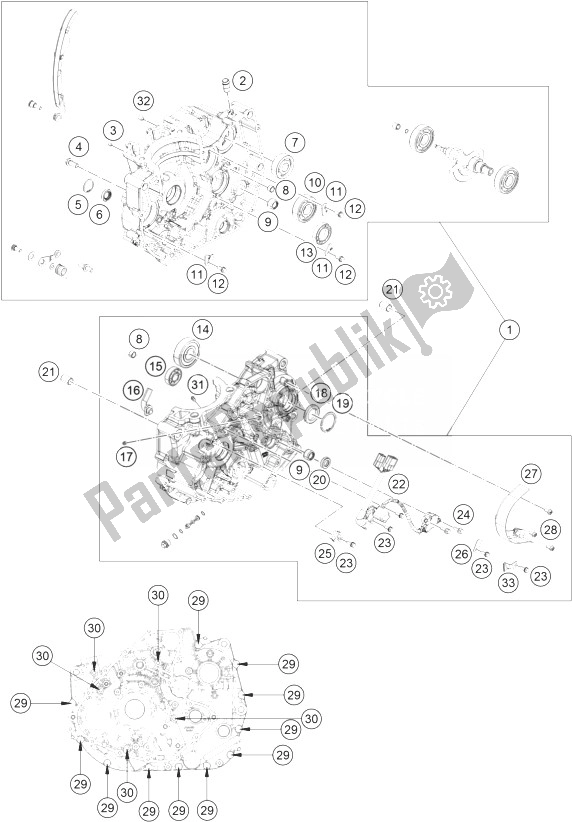 Todas las partes para Caja Del Motor de KTM 390 Duke White ABS CKD 2015 Colombia 2014