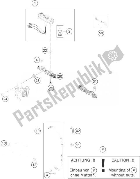All parts for the Instruments / Lock System of the KTM 500 EXC SIX Days Europe 2014