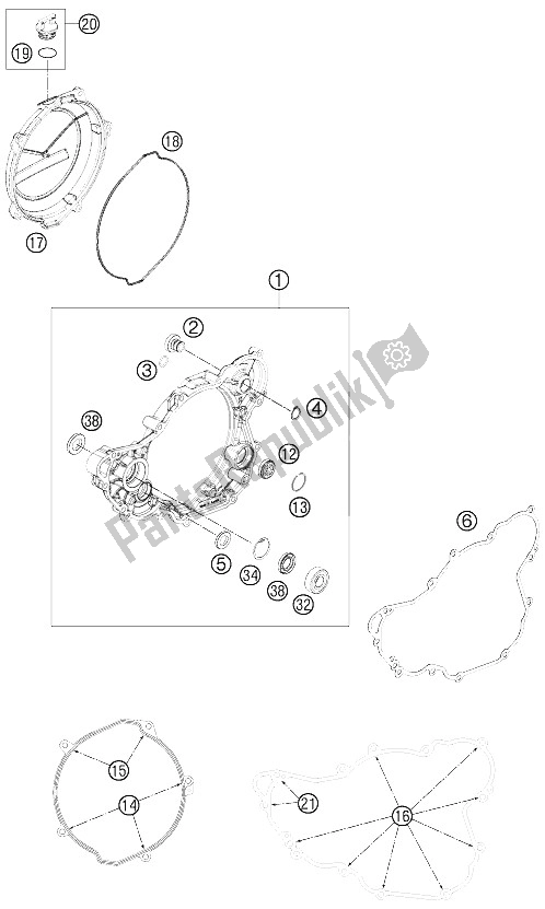 All parts for the Clutch Cover of the KTM 350 SX F Cairoli Replica 12 Europe 2012