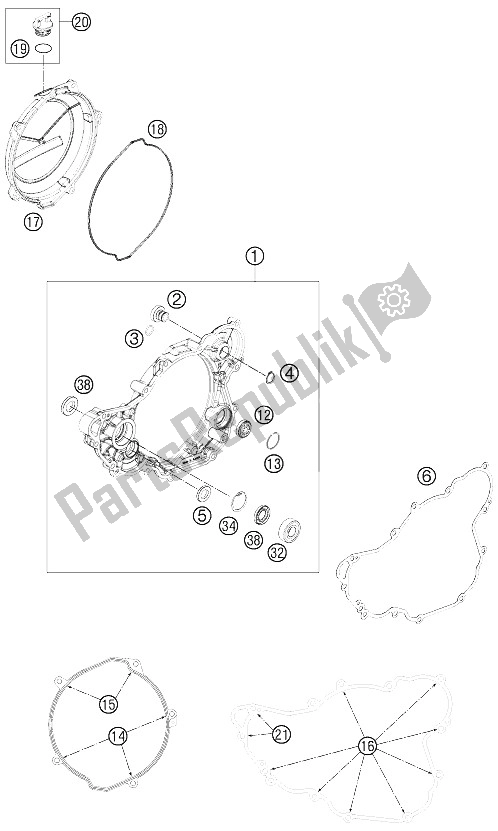 Alle onderdelen voor de Koppelingsdeksel van de KTM 350 SX F USA 2011