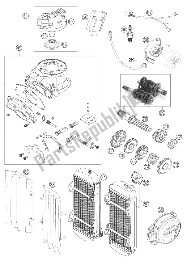 All parts for the New Parts 125 Sxs Engine of the KTM 125 SXS Europe 2004