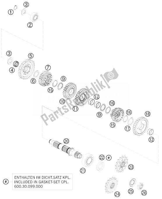All parts for the Transmission Ii - Countershaft of the KTM 990 Supermoto T LIM Edit 10 Europe 2010